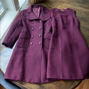 Vintage Wool Double-Breasted Women's Coat and Dress set
